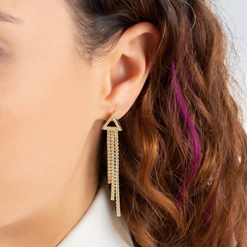 Silberne Cz Diamant Ketten Ohrringe Aus 18K Gold, Stilvolle Tennis Ohrringe, Baumelnde Quasten Geschenk Für Weihnachten von AugustAntonina