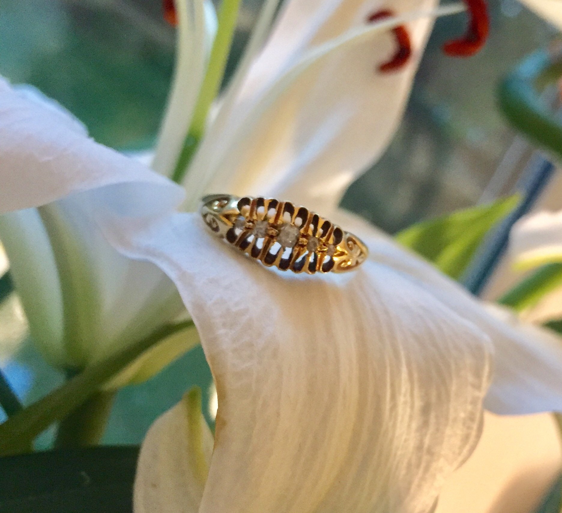 Vintage 1980Er 9Kt Gelbgold Diamant Ring Vintage 1980Er 9Kt Gelbgold Diamant Ring von AugustRoseJewellery