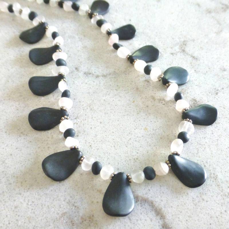 Rosenquarz & Onyx Halskette Set Chakra Herz Energie Schmuck von AugustSunJewelry