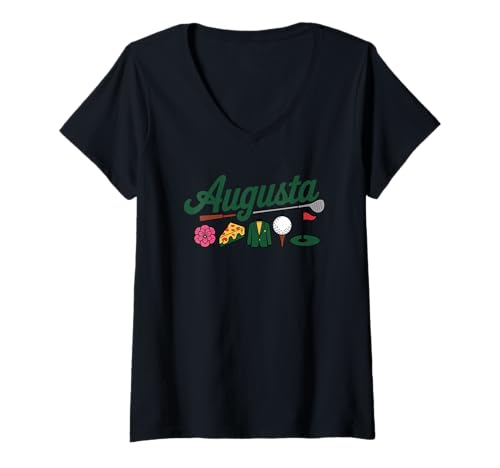Damen Augusta Georgia, Azalee, Golf, Piment-Käse, Jacke T-Shirt mit V-Ausschnitt von Augusta Georgia Golf Lover Golfer - DressedForDuty