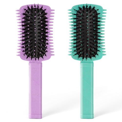 Curly Hair Brush 2 Pack, Volume Curl Brush, Curl Defining Brush, Shaping and Styling Women Curls (Green+Purple) von Auhrjomra