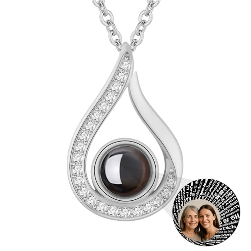 Auinniuz Foto Halskette Aus Sterling Silber – Personalisierte Foto Projektions Halskette – Individuelle Versteckte Foto Halskette für Sie Silber von Auinniuz