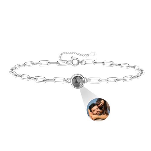 Auinniuz Individuelles Fotoarmband Aus Sterlingsilber – Personalisiertes Armband Mit Foto – Runder Anhänger Mit Farbfoto Armband Im Inneren B-Silber Auinniuz Individuelles Fotoarmband Aus Sterlingsilber – Personalisiertes Armband Mit Foto – Runder Anhänger Mit Farbfoto Armband Im Inneren B-Silber von Auinniuz