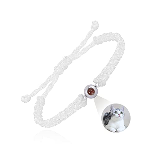 Auinniuz Sterling Silber Fotoarmband – Handgewebtes Kordeldesign – Personalisiertes Gedenkarmband für Sie/Ihn White von Auinniuz