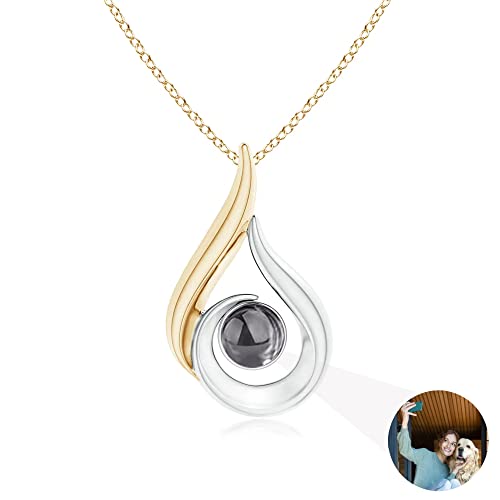 Sterling Silber Bild Halskette – Individuelle Projektions Halskette – Personalisierte Foto Halskette – Erinnerungs Halskette mit Foto Gold+Silber von Auinniuz
