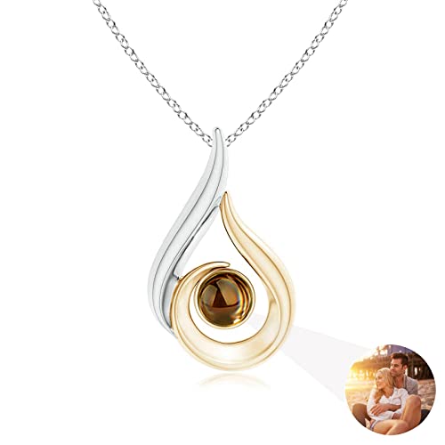 Sterling Silber Bild Halskette – Individuelle Projektions Halskette – Personalisierte Foto Halskette – Erinnerungs Halskette mit Foto Silber+Gold von Auinniuz