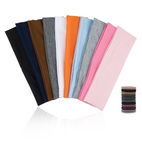 Auiremrti Damen Stirnband 10er Set - Weiche, Dehnbare Haarbänder für Sport, Yoga, Fitness und Alltag, Sommer Stirnband Dünn und Bequem für Frauen und Männer von Auiremrti