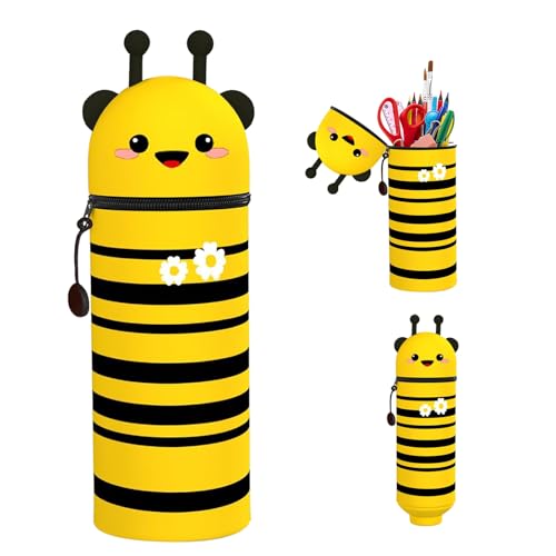 Auirshiky 2-In-1 Silikon Federmäppchen - Kawaii Federmäppchen -Mäppchen Teenager- Mäppchen, Feder-mäppchen, Stand Up Federmä-ppchen, Tier Stifthalter, Stifthalter Bleistifttasche Mädchen Junge (B) von Auirshiky