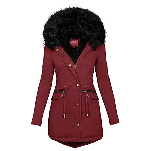 Aukbays Damen Winter Jacke Parka Damen üBergangsjacke Lang Mantel Outdoorjacke Winterjacken Winterjacke Damen üBergrößEn Gepolsterte Kleidung Mit Taschen Warm GefüTterte Winterjacke von Aukbays