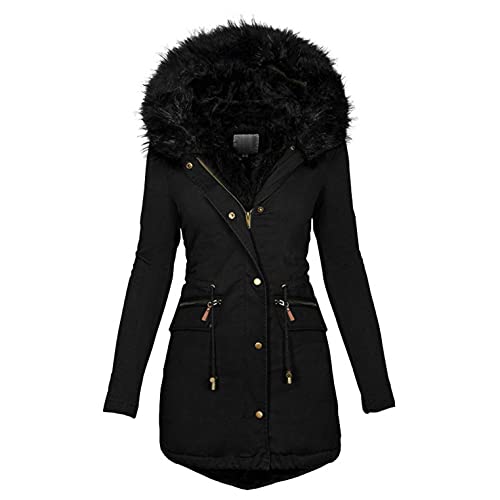 Aukbays Damen Winter Jacke Parka Damen üBergangsjacke Lang Mantel Outdoorjacke Winterjacken Winterjacke Damen üBergrößEn Gepolsterte Kleidung Mit Taschen Warm GefüTterte Winterjacke von Aukbays