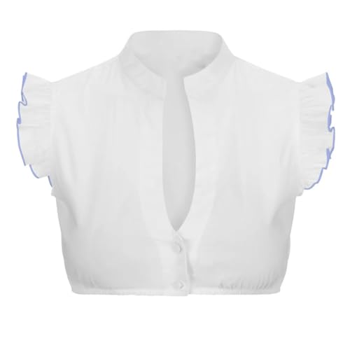 Aukbays Dirndl Bluse Damen Kurzarm Dirndlbluse Hochgeschlossen Sexy Cut Out Tracht Bluse Spitze Trachtenbluse Halbarm Dirndlblusen Elegante Weiß Schwarz Spitzendirndlbluse Oktoberfest Outfit von Aukbays