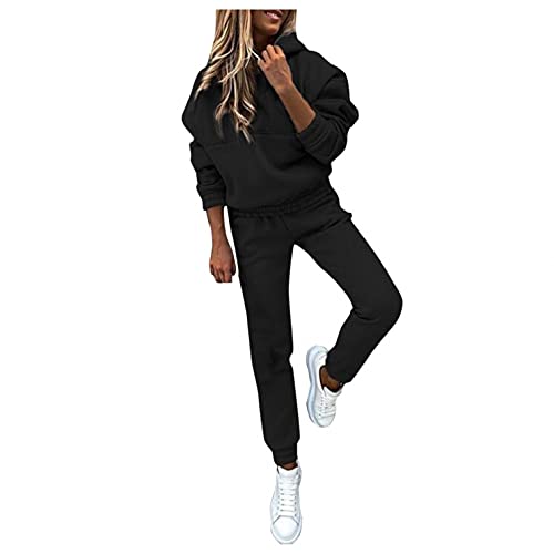 Aukbays Jogginganzug Damen Sportanzug 2 Teilig Traingsanzug für Frauen Freizeitanzug Fitness Kapuzenpullover Sportbekleidung Streetwear High Waist Jogginghose Sportswear Set Bekleidungsset Outfit von Aukbays