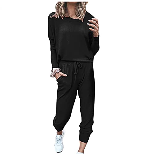 Aukbays Jogginganzug Damen Trainingsanzug Jogginganzug Mode 2 Stücke Set Frauen Lange Ärmel Top/Hose Freizeitkleidung Color Stitching Sportswear für Running Yoga Gym von Aukbays