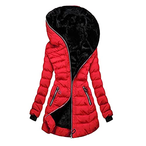 Aukbays Winterjacke Damen mit Fell Weiß Teddyfell Gefütterte Winterparka Fleecejacke Elegant Schmale Outdoor-Plüschjacke Lässig Dicker Steppmantel mit Pelzkragen von Aukbays