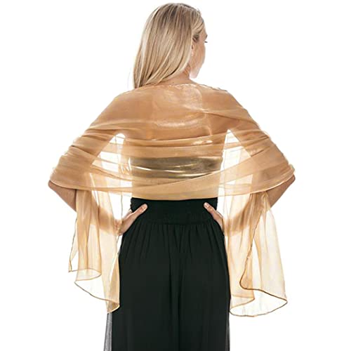 Aukmla Seidiger Satin Tücher und Wraps Hochzeit Pashmina Schals Wickel Stola Schal für Bräute Brautjungfern Hochzeiten Abend Party Formelle Kleider (Champaign Gold) von Aukmla