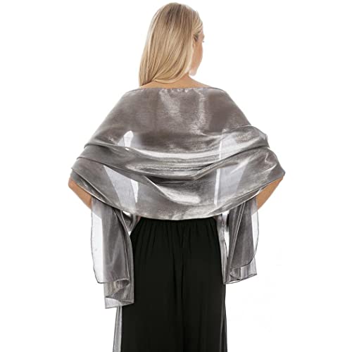 Aukmla Seidiger Satin Tücher und Wraps Hochzeit Pashmina Schals Wickel Stola Schal für Bräute Brautjungfern Hochzeiten Abend Party Formelle Kleider (Dunkelgrau) von Aukmla