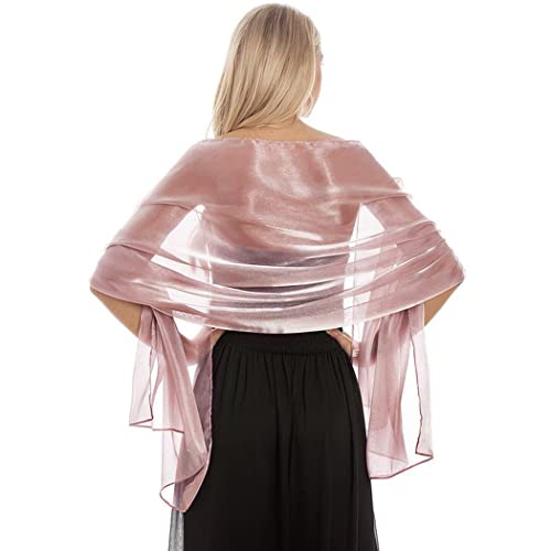 Aukmla Seidiger Satin Tücher und Wraps Hochzeit Pashmina Schals Wickel Stola Schal für Bräute Brautjungfern Hochzeiten Abend Party Formelle Kleider (Rosa) von Aukmla