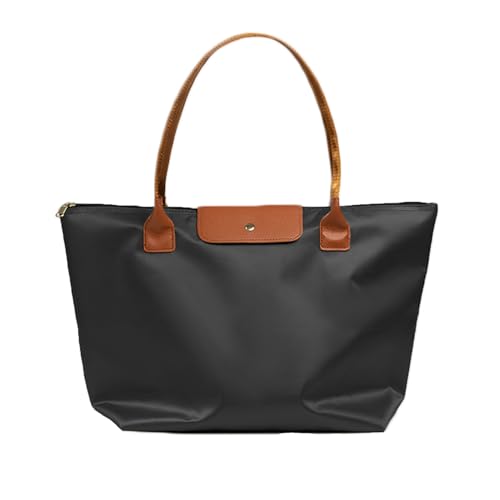 Aulenge Damen Schultertasche Große Umhängetasche Wasserdichte Einkaufstasche für Arbeit Reise Uni Leichte Mode-Handtasche Schwarz von Aulenge