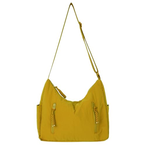 Aulenge Damen Umhängetasche Mode Elegante Halbmond Umhängetasche Damen Verstellbare Schultertasche Leicht Perfekt für Arbeit Einkaufen Reisen Gelb von Aulenge