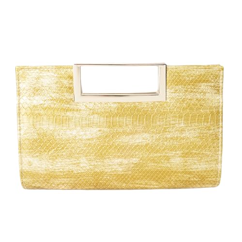 Aulenge Handtasche Damen Clutch Abendtasche Crossbodytasche für Damen Mini Handytasche mit Kette Kleine Umhängetasche aus PU Leder für Frauen Gelb von Aulenge