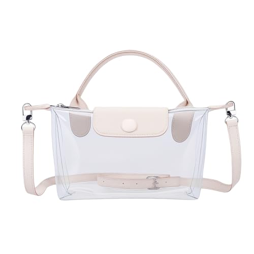Aulenge Mini Tasche Transparent für Frauen Tasche Wasserdicht Konform für Stadion Konzert Festival Kleine Umhängetasche Verstellbar Trend Weiß von Aulenge
