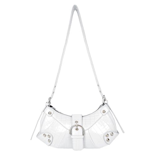 Aulenge Schultertasche Vintage Y2K Handtasche Damen Mini Umhängetasche Elegante Stil Y2K Handtasche Perfekt für Party Date Alltag Weiß von Aulenge
