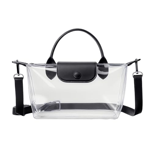 Aulenge Transparent Tasche Verstellbar für Frauen Mini Umhängetasche mit Reißverschlusstasche für Stadion Konzert Festival Accessoire Mode Wasserdicht Schwarz von Aulenge