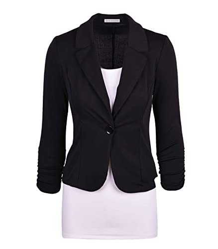 Auliné Collection Damen Casual Work Solid Color Knit Blazer, Schwarz, L von Auliné Collection