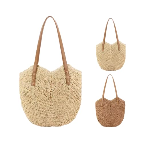 Bohemian-Stroh-Tragetasche, Strandtaschen für Damen, handgewebt, einzeln – Schultertasche, Strandtasche für Sommer, Reisen, Einkaufen, Alltag und Freizeitausflüge, beige, 38*32cm Bohemian-Stroh-Tragetasche, Strandtaschen für Damen, handgewebt, einzeln – Schultertasche, Strandtasche für Sommer, Reisen, Einkaufen, Alltag und Freizeitausflüge, beige, 38*32cm von Auliuse