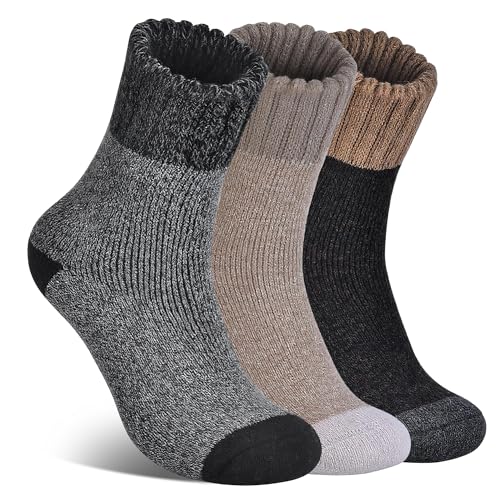 Aullwyr Thermosocken Herren 3 Paar - Winter Warme Arbeitssocken Wandersocken Dicke Crew Socks für Wandern Zuhause Freizeit EU39-45 von Aullwyr