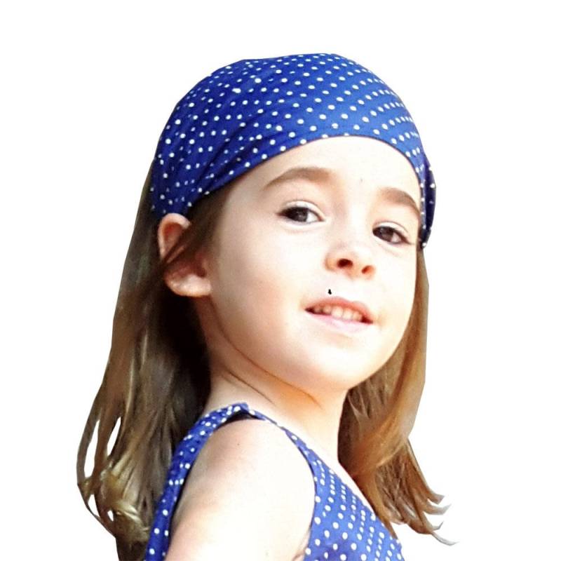 stirnband Für Mädchen, Weicher Kopfwickel, Weißer Punkt Auf Blau, Prinzessin, Boho, Hochzeit, Aummade von AummadeKids