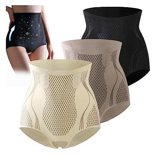 2023 Neue Ice Silk Ion Fiber Repair Shaping Device - Fettverbrennung Bauchkontrolle Unterwäsche, Slimory Einzigartige Faser Wiederherstellung Shaper, Shapewear für Frauen Bauchkontrolle (2XL,3 Stück) von Aumude