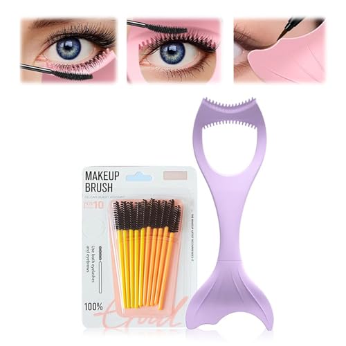 2024 Eye Lash Applicator, 3in1 Eyelashes Tools Mascara Shield Applicator Guard Eyelash Brush Tool for Upper Lower Eye Lash Multifunctional Makeup Cosmetic Eyelash Tool For Women Girls (Purple) von Aumude