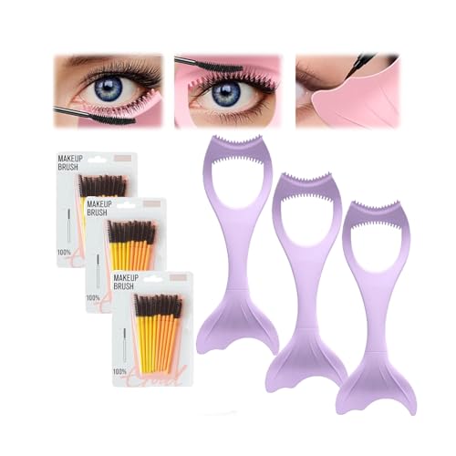 Aumude 3-in-1-Wimpernwerkzeug, Mascara-Schutz-Applikator, Wimpernbürsten-Werkzeug für obere untere Wimpern, multifunktionales 3-in-1-Make-up-Kosmetik-Wimpernwerkzeug für Frauen (lila, 3 Stück) von Aumude