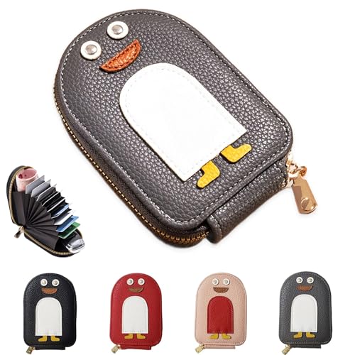 Aumude Niedliche Pinguine PU-Kreditkarten-Münzgeldbörse, niedlicher Pinguin-Kartenhalter, kreative Cartoon-Pinguin-Akkordeon-Karten-Brieftasche, tragbare Kreditkartenetui, Mini-Brieftasche, mehrere von Aumude