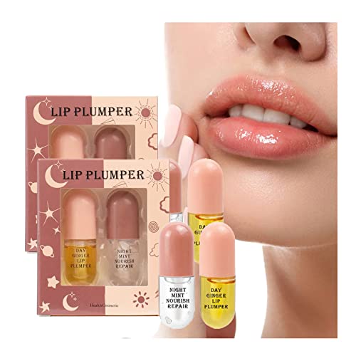 Browsluv Lip Plumper Kit, Lip Plumping Serum Instant Fuller Lips, Plumping Lip Oil Hydrating Lip Gloss, Natural Lip Plumper, Tag and Night Lip Plumper, Make Lips Fuller and Moisturizing (2 Set) von Aumude