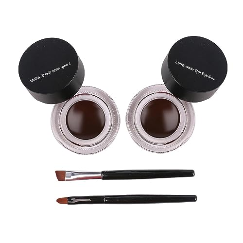 Dual Colour Waterproof Eyeliner 2 Bottles Pack, Dual Colour Waterproof Eyeliner, Long Lasting Eyeliner 24 Hour Waterproof Gel, 2 Pcs Eye Makeup Brushes Included (Brown-2Pcs) von Aumude