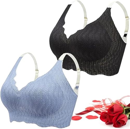 ELROSOY Jelly Gel Shaping BH, Elrosy Jelly Gel Shaping Bra All Day Tender Care Jelly Gel Bra Posture Correction Bra Wireless Push Up Comfort Breathable Bra for Women, schwarz/blau, XX-Large von Aumude