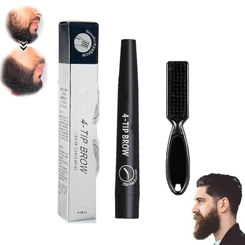 Elmyse Beard Filling Pen,Waterproof Beard Filling Pen Kit,Waterproof Beard and Eyebrow Filling Pen Kit,Beard Pencil Filler for Men,Long-Lasting with Natural Results (Black) von Aumude