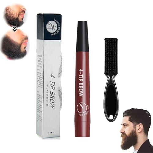 Elmyse Beard Filling Pen,Waterproof Beard Filling Pen Kit,Waterproof Beard and Eyebrow Filling Pen Kit,Beard Pencil Filler for Men,Long-Lasting with Natural Results (Red Brown) von Aumude