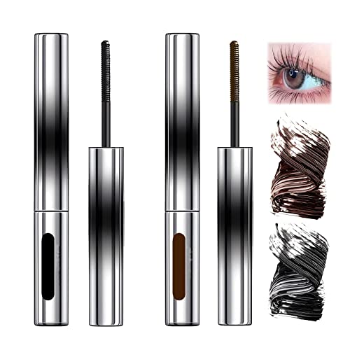 Flatter Peach Metal Mascara, Borstenlose Metall Mascara, Flatter Peach Mascara, Waterproof Long Lasting Extensions Metall Mascara Waschbar Metall Mascara Applikator (Schwarz + Braun) von Aumude