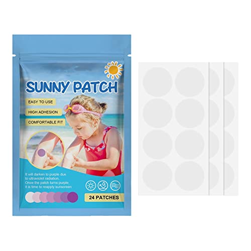 UV Stickers for Sunscreen Reapply, Waterproof Sunscreen Stickers Reapply Reminder, UV Sun Stickers Sunscreen, UV Patch, UV Detection for Body, Kids, Adults (24 Pcs) von Aumude