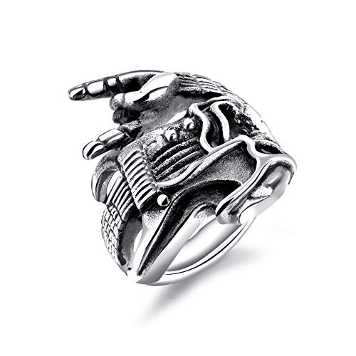 Aundiz Ring Edelstahl Herren Matt Sieg Geste Gitarre Punk Ring Herren Rock Hip Hop Ring 26 Mm Silber von Aundiz