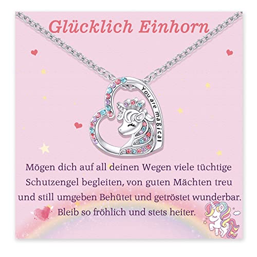 Aunis Einhorn Geschenke für Mädchen Einhorn Kette für Mädchen Einhorn Schmuck Mädchen Geburtstag Weihnachten Schultag Geschenk Einschulung Mädchen von Aunis