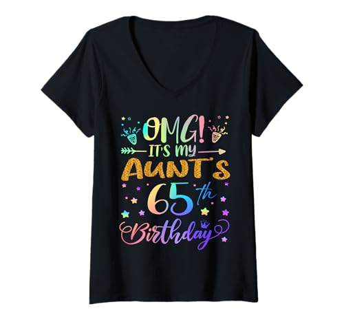 Damen OMG Es ist der 65. Geburtstag meiner Tante Sweet 65 Jahre alt T-Shirt mit V-Ausschnitt Damen OMG Es ist der 65. Geburtstag meiner Tante Sweet 65 Jahre alt T-Shirt mit V-Ausschnitt von Aunt 65th Bday Tie Dye Nephew Niece