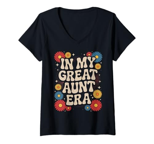 Damen Tante in der Ära meiner Großtante T-Shirt mit V-Ausschnitt von Aunt Family Apparel