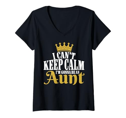 Damen Ich kann nicht ruhig bleiben und Tante werden T-Shirt mit V-Ausschnitt Damen Ich kann nicht ruhig bleiben und Tante werden T-Shirt mit V-Ausschnitt von Aunt Gift Idea Cool Aunt Gift