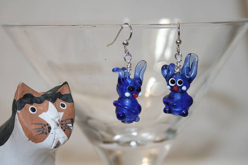 Blaue Hase Ohrringe Glaskaninchen Geschenke Für Sie Lustige von AuntBeasBling