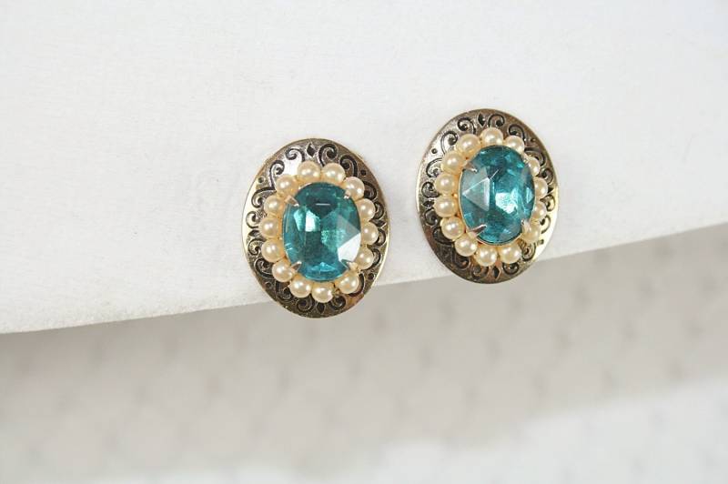 Blaue Vintage Strass Ohrringe Blau Hochzeit Besonderer Anlass Zu Jedem Karu von AuntBeasBling