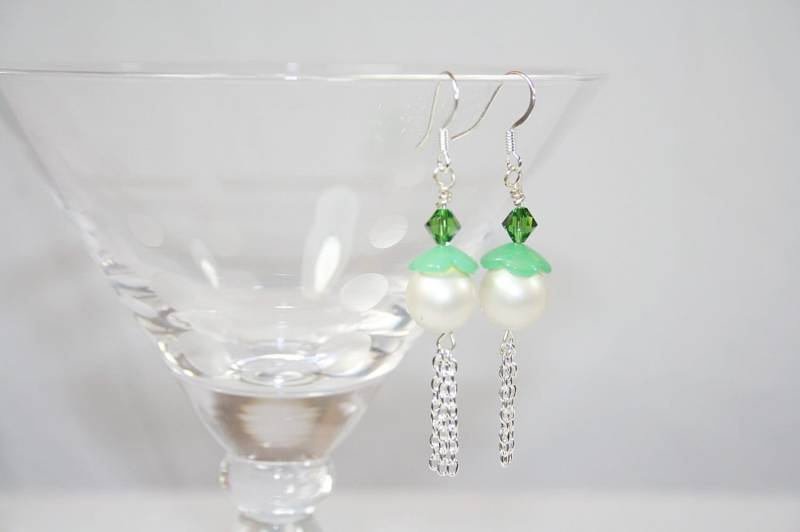 Elegante Faux Pearl Dangle Ohrringe Mit Swarovski-Kristallen Perfekte Hochzeits-Geschwister Für Sie von AuntBeasBling